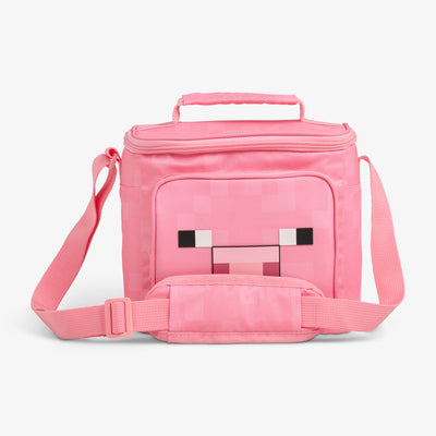 Front View | Minecraft Pig Square Lunch Cooler Bag::::Custom Minecraft screenprint