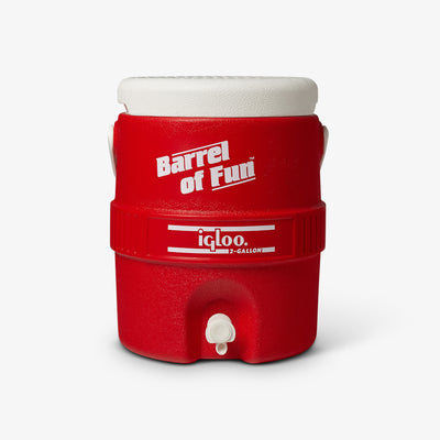 Front View | Retro Barrel of Fun 2 Gallon Jug ::Red