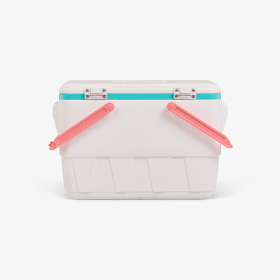 Back View | Retro Picnic Basket 25 Qt Cooler::White::