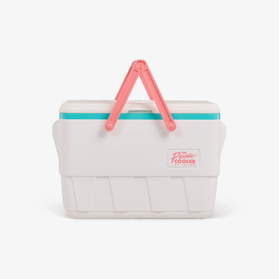 Front View | Retro Picnic Basket 25 Qt Cooler::White::