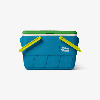 Handles Down View | Retro Limited Edition Picnic Basket 25 Qt Cooler::Fiesta Blue