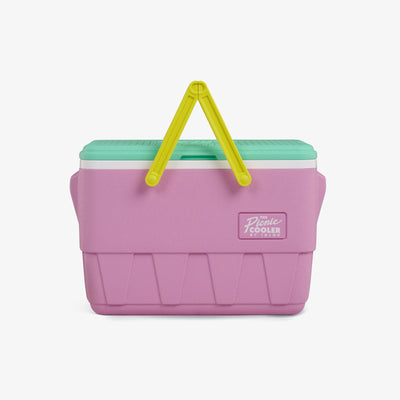 Front View | Retro Picnic Basket 25 Qt Cooler::Tea Rose::