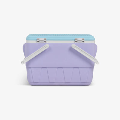 Back View | Retro Picnic Basket 25 Qt Cooler::Lilac::