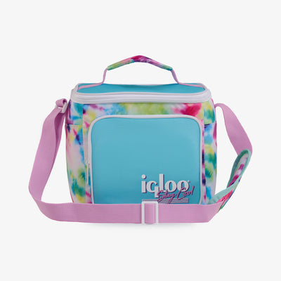 Front View | Retro Square Lunch Bag::Tie-Dye::Holds 9 cans