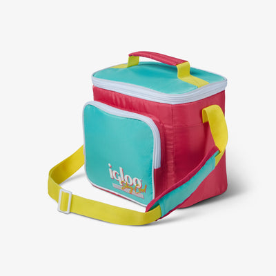 Angle View | Retro Square Lunch Bag::Watermelon::Adjustable shoulder strap