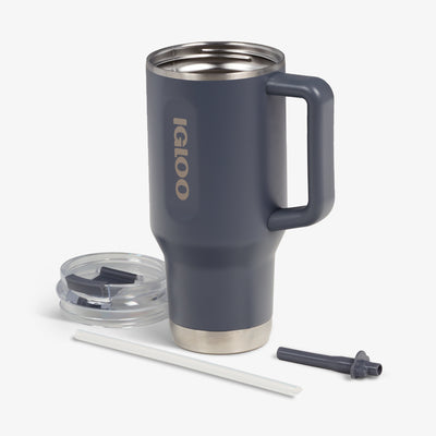 Lid Off View | 32 Oz Flip ‘n’ Sip Travel Mug::Carbonite::Double-wall, vacuum-insulated