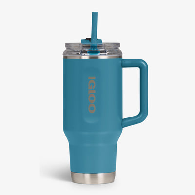 Front View | 32 Oz Flip ‘n’ Sip Travel Mug::Modern Blue::Up to 48hrs cold / 8hrs hot*