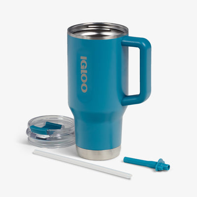 Lid Off View | 32 Oz Flip ‘n’ Sip Travel Mug::Modern Blue::Double-wall, vacuum-insulated