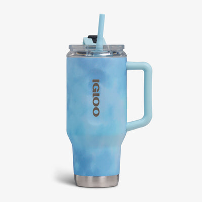 Front View | 32 Oz Flip ‘n’ Sip Travel Mug::Powder Blue::Up to 48hrs cold / 8hrs hot*