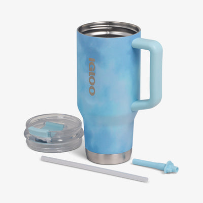 Lid Off View | 32 Oz Flip ‘n’ Sip Travel Mug::Powder Blue::Double-wall, vacuum-insulated