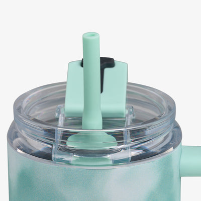 Straw View | 32 Oz Flip ‘n’ Sip Travel Mug::Seafoam::Gasketed, leak-resistant straw