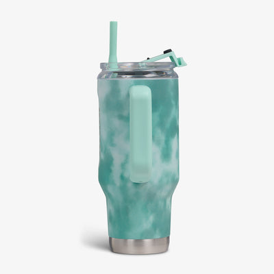 Profile View | 32 Oz Flip ‘n’ Sip Travel Mug::Seafoam::Side handle