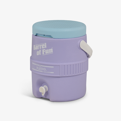 Angle View | Retro Barrel of Fun 2 Gallon Jug::Lilac::